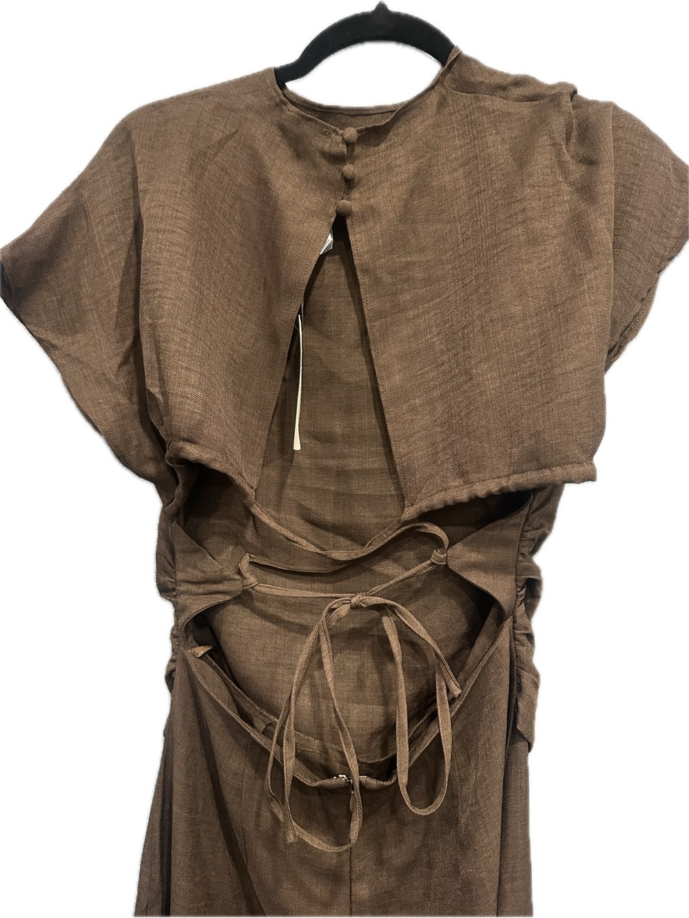 Klesis Brown Wide Leg Open Back Tie Jumpsuit Size M NWT - Picture 3 of 5
